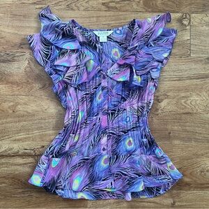 Vintage 90’s Allison Taylor Ruffle Blouse Flouncy Sheer Top